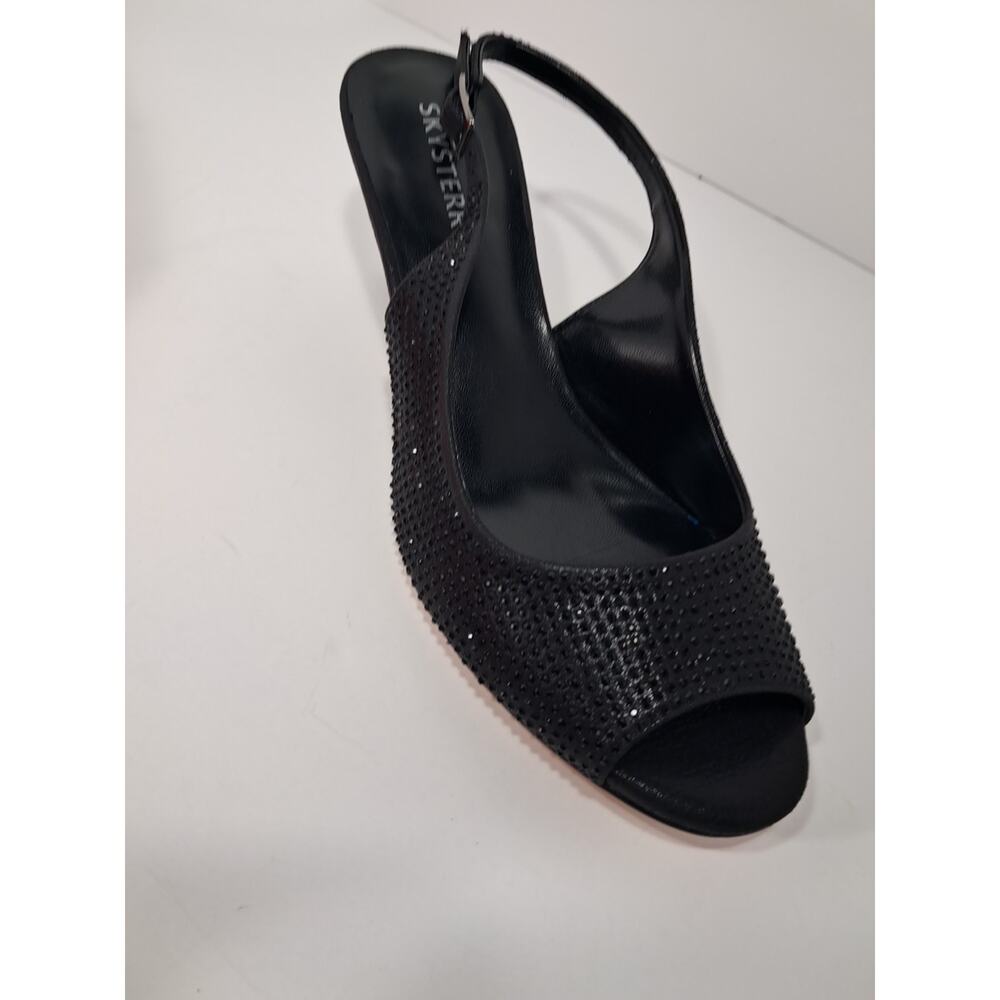 SKYSTERRY Rhinetones Womens Open Toe Chunky Low Heel Size 8.5 Color Black